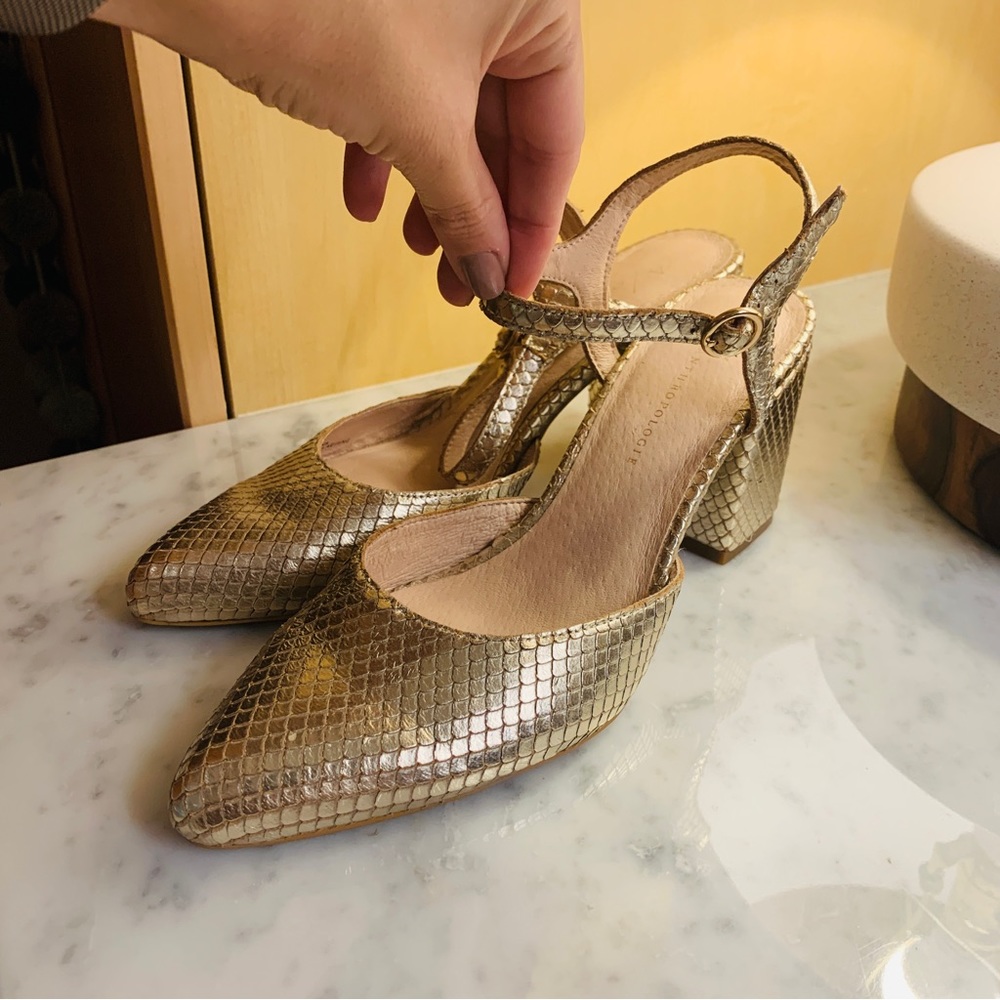 Gold Anthropologie Heel